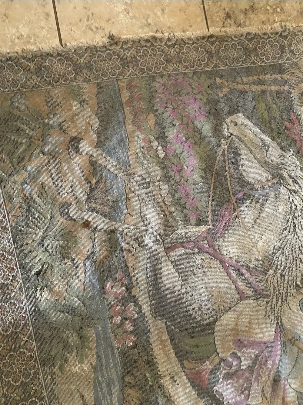 Vintage Arabian Nights Velvet Pictorial Tapestry Wall Hanging Rug Large 68”x46”
